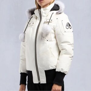 Moose Knuckles Original White Bomber Jacket